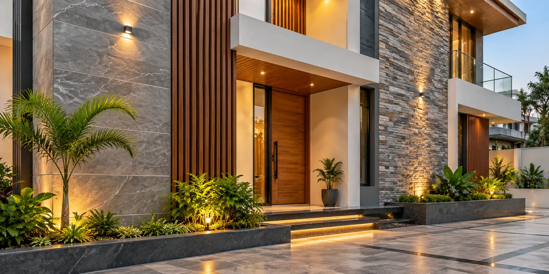 Outside Modern Front Wall Tiles Design Ideas for Homes